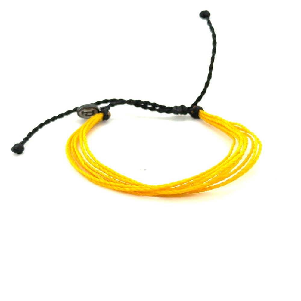 Pura Vida Original String Bracelet Yellow and Black Adjustable Cord Surf Style